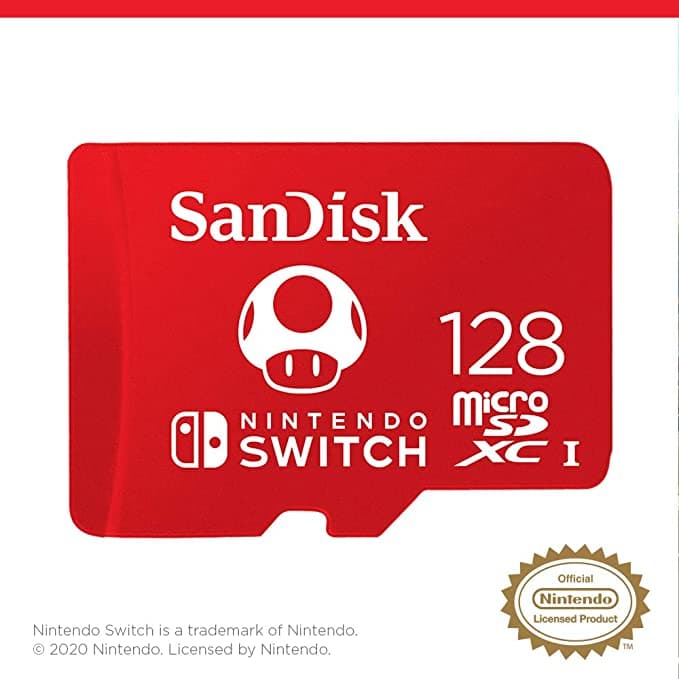 SanDisk 128GB microSDXC card for Nintendo Switch Licensed Product New 100 MB/s UHS-I Class 10 U3 - Red - Gadcet.com